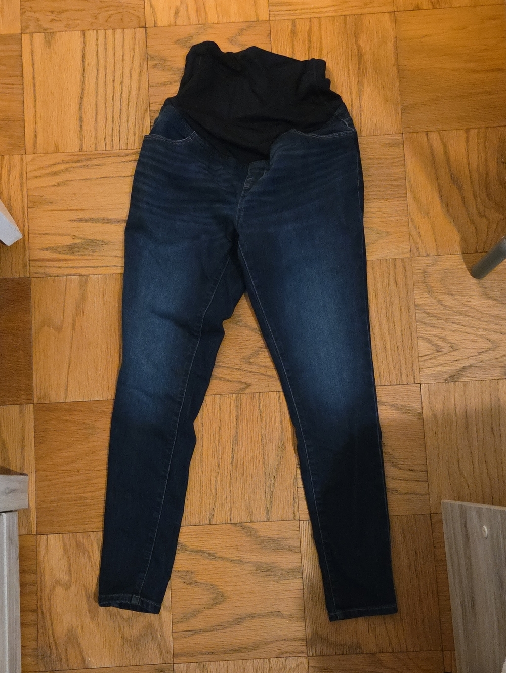 Ingrid & Isabel Dark Blue Maternity Jeggings with Black Waistband